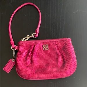 Coach Hot Pink Sequin Wristlet
